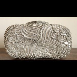 Dune London rhinestone evening clutch silver